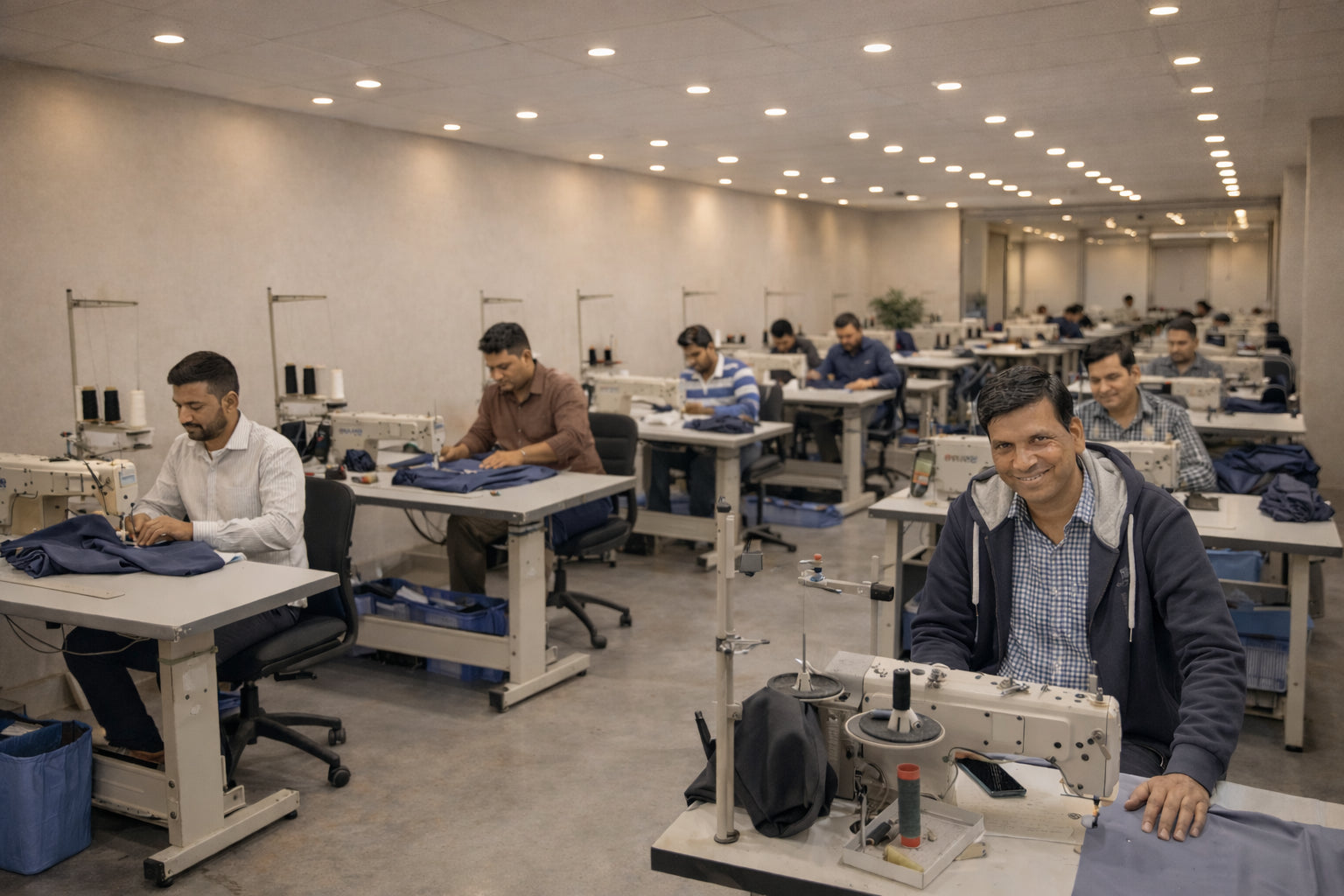 Stitching production at Alfatex Industries