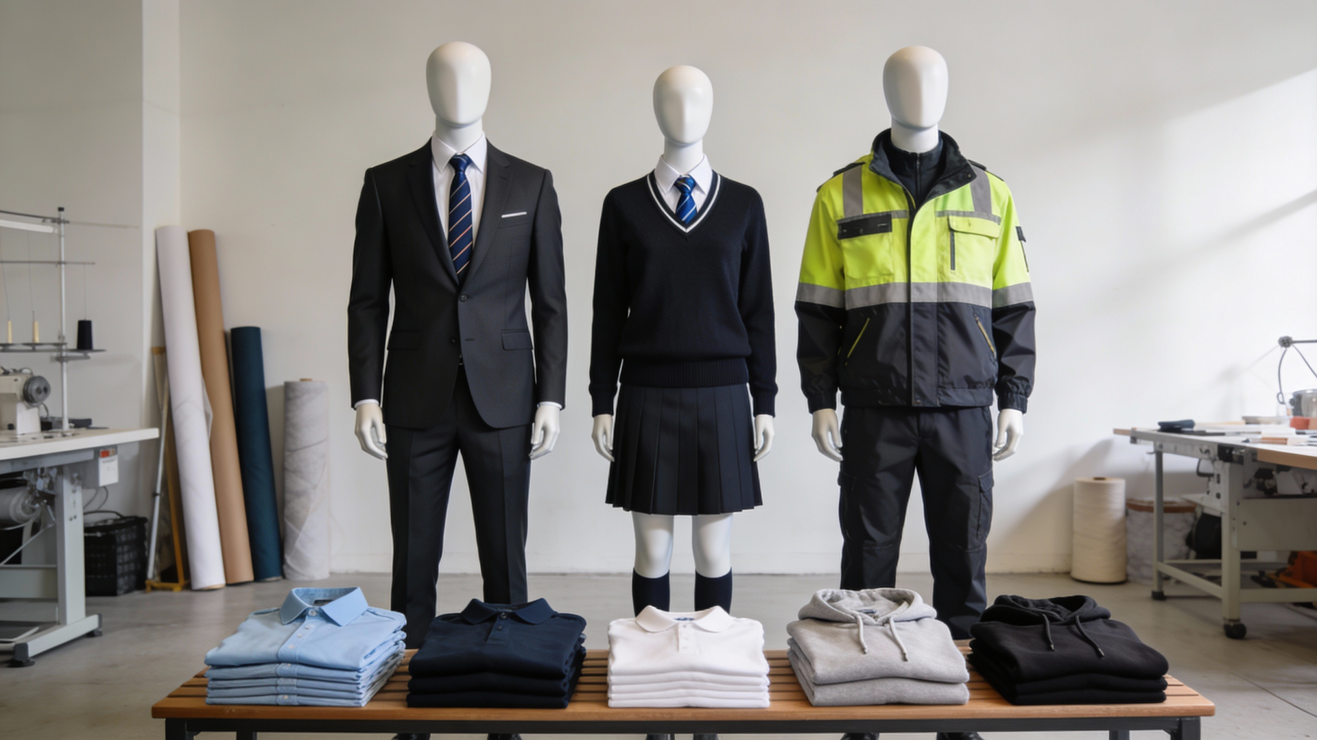 Custom uniform samples — corporate, school, industrial